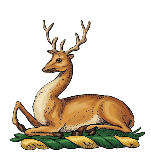 a stag (or hart/buck) lodged (lying down)