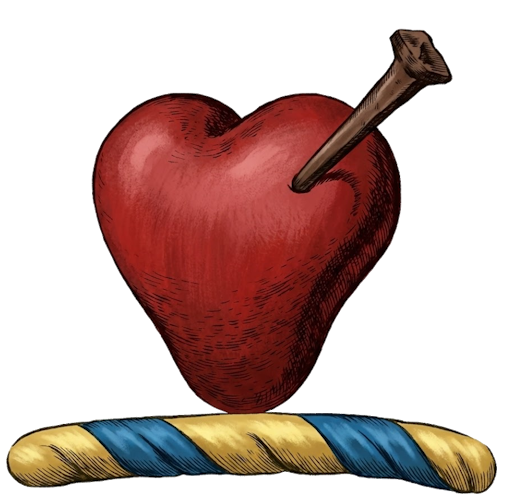 A heart pierced by a passion nail