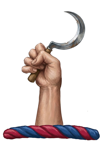 a dexter hand holding a sickle, proper