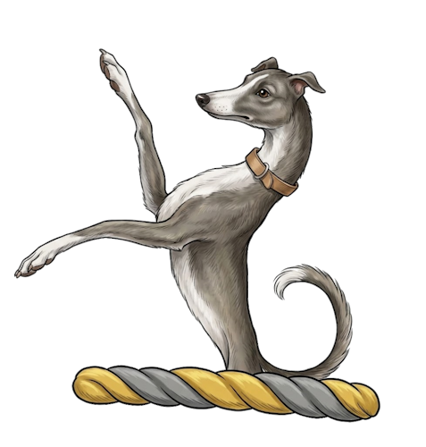 a demi-greyhound salient (or rampant)