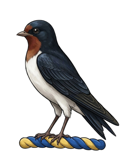 a Martlet (or Swallow) standing, rising, or volant.