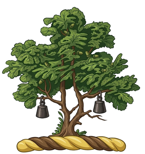 a tree (often an oak) proper, having a weight (or bell) hung to the branches on each side