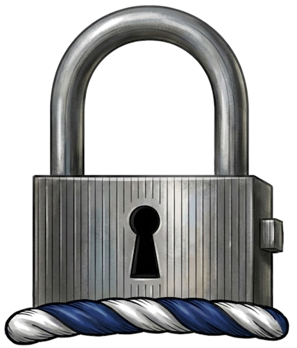 A square padlock, proper