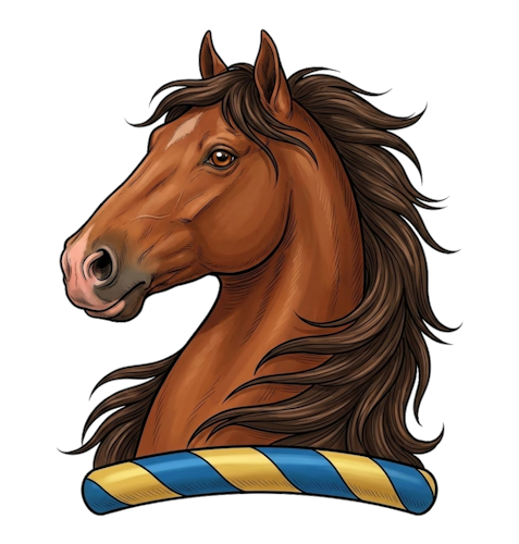 a horse's (or nag's) head, typically couped or erased