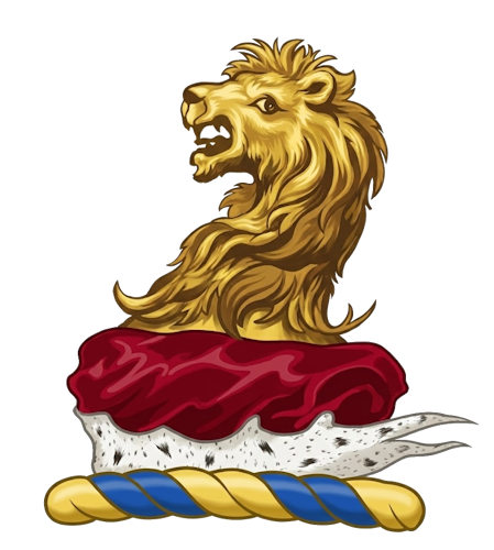 lion's head erased resting upon a chapeau