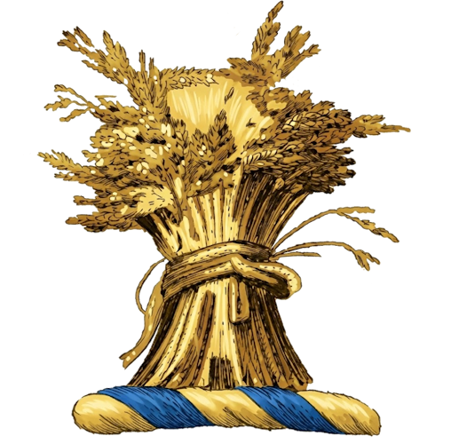 a Garb (a wheatsheaf), usually banded, standing upright.